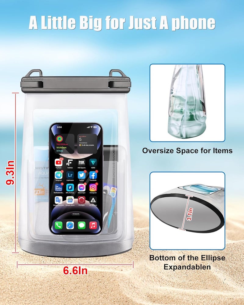 Jzocon Waterproof Phone Pouch for iPhone 16 15 14 11 Pro Max & Galaxy S24 S21 - Floating Large Capacity Dry Bag Stores Sunscreen, Sunglasses - Oversized Waterproof Bag for Beach, Swimming, Kayaking - Image 2
